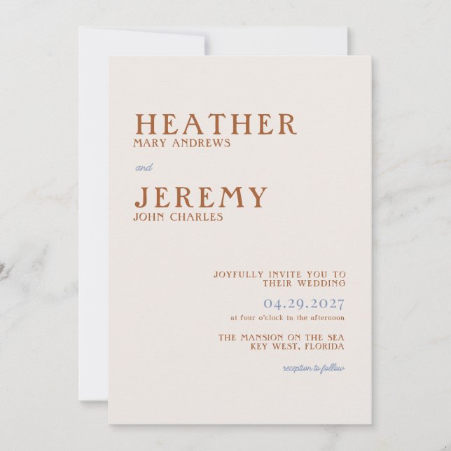 Bright Boho Colorful Retro Wedding  Invitation (Front)