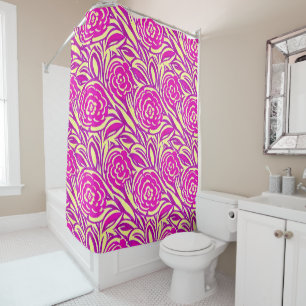 Bright Boho Floral Swirl Watercolor Shower Curtain