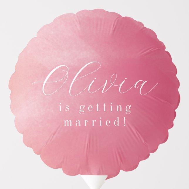 Bright Boho Pink Ombre Cursive Name Bridal Shower Balloon (Front)