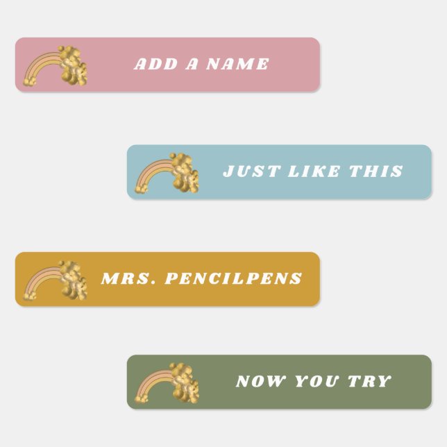 Bright Boho Rainbow Name Labels (Group)