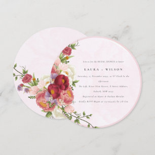 Bright Boho Red Pink white Flowers Bridal Shower  Invitation