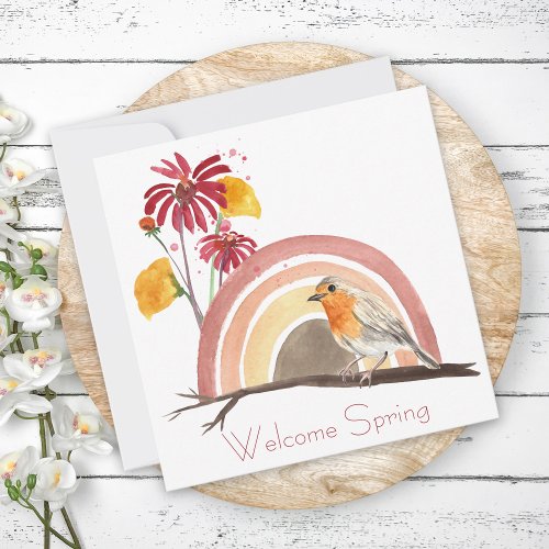 Bright Boho Spring Bird Rainbow Ostara Pagan Holiday Card