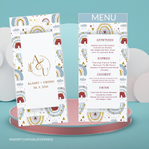 Bright Boho Terracotta Rainbows Wedding Menu