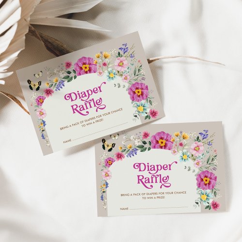 Bright Boho Wildflower Baby Shower Diaper Raffle Enclosure Card