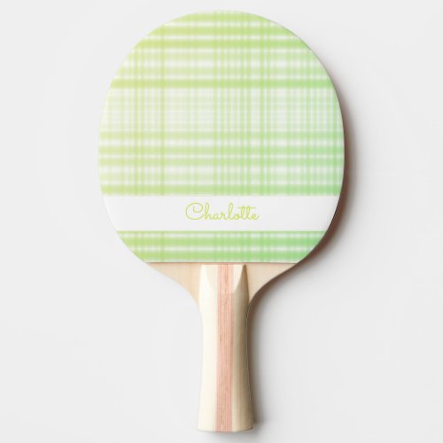 Bright Bokeh Tartan Yellowish Green Summer Ping Pong Paddle