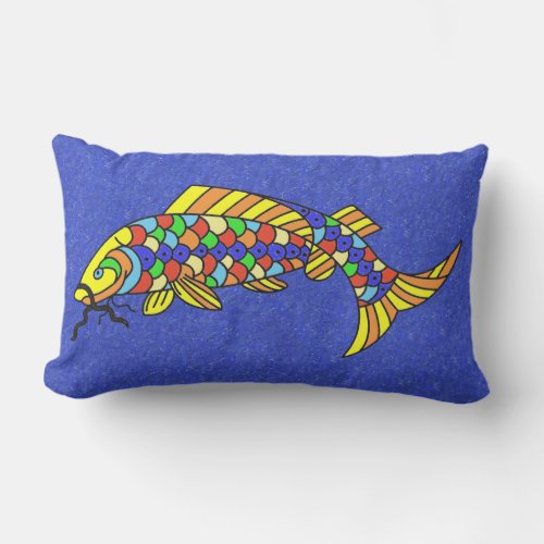 Bright Bold Abstract Colorful Pop Art Fish Outdoor Pillow