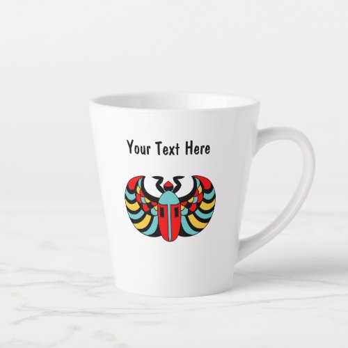 Bright Bold Abstract Scarab Beetle Red Blue Yellow Latte Mug