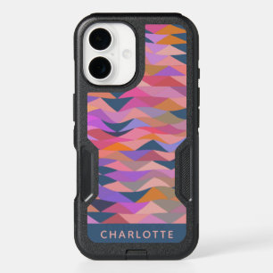 Bright Bold Abstract Triangles Blue Personalized iPhone 16 Case