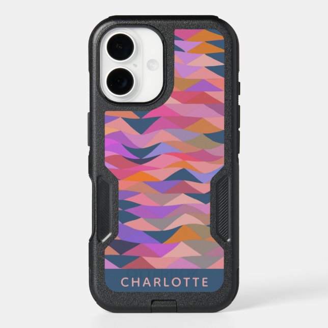 Bright Bold Abstract Triangles Blue Personalized Otterbox iPhone Case (Back)