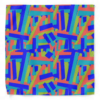 Bright Bold Blue Green Coral Abstract Patches Bandana