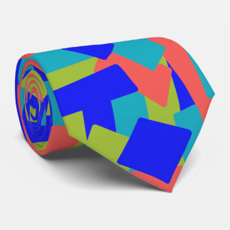Bright Bold Blue Green Coral Abstract Patches Neck Tie