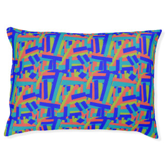 Bright Bold Blue Green Coral Abstract Patches Pet Bed