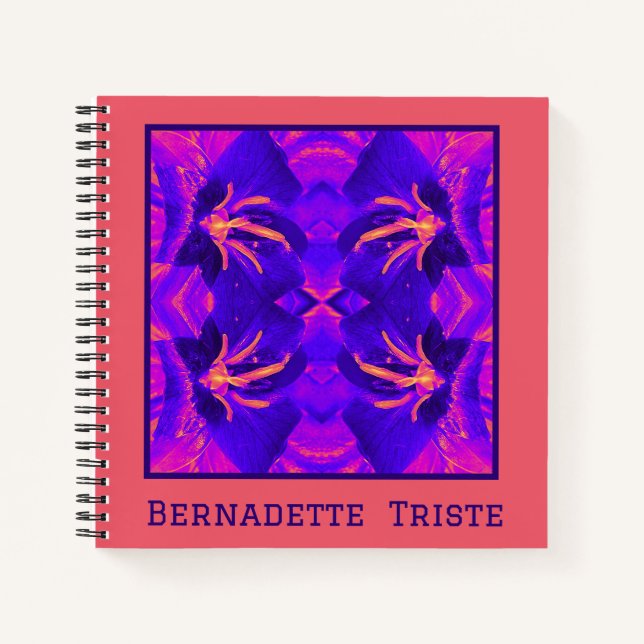 Bright Bold Blue Pink Geometric Seamless Pattern Notebook (Front)