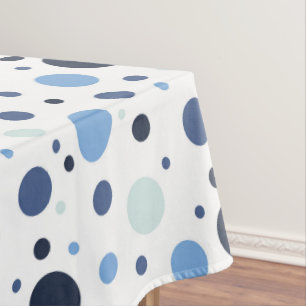 Bright bold blue polka dot tablecloth
