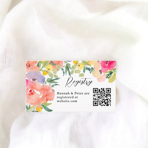 Bright bold boho garden floral bridal registry enclosure card