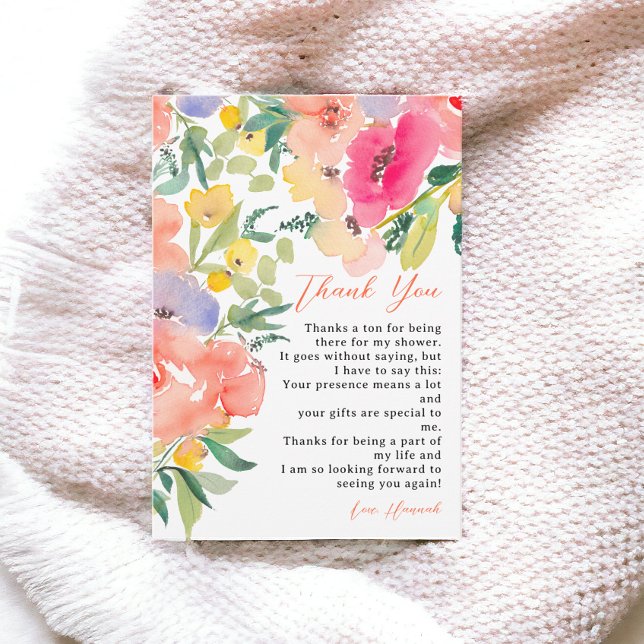 Bright bold boho garden floral bridal shower thank you card (Bright bold boho garden floral bridal shower thank you card)