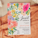 Bright bold boho garden floral Sweet 16 Invitation<br><div class="desc">Bright bold boho garden floral Sweet 16 birthday party Invitation,  featuring hand painted peach roses,  red flowers watercolor,  green eucalyptus and greenery and other cute pretty garden flowers with a modern script font brush. A burst of bold colors and pretty blooms!</div>