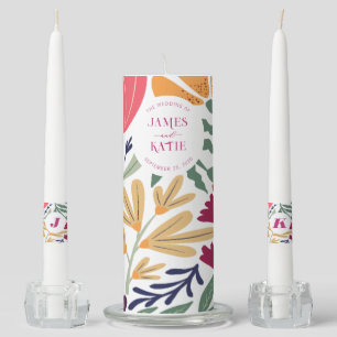 Bright & Bold Boho Retro Abstract Floral Wedding Unity Candle Set