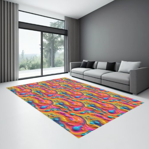 Bright Bold Colorful Abstract Paint Area  Rug