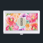 Bright Bold Colorful Floral Modern Botanical Kraft Business Card Case<br><div class="desc">Matching business cards available.</div>