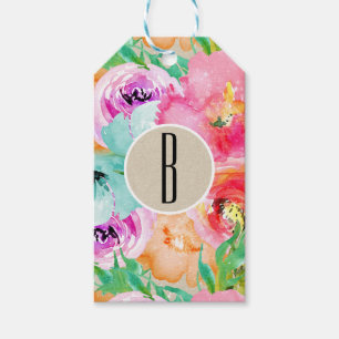 Bright Bold Colorful Floral Rustic Modern Kraft Gift Tags