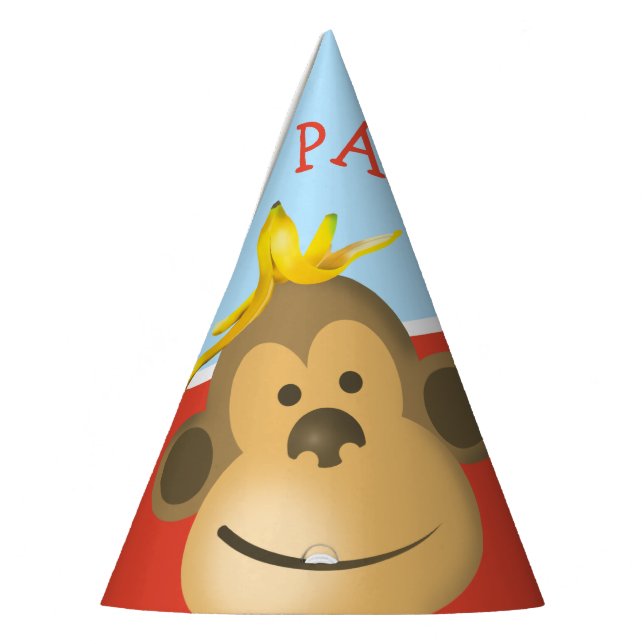 Bright Bold Colorful Go Bananas Monkey Party Hat (Left)