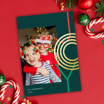 Bright Bold Colorful JOY Holiday Photo Gold Foil<br><div class="desc">This fun modern holiday photo card features a dark green color background and a vertical photo with the greeting "JOY" partially in foil. On the back you will find the same dark green background. Further customize this design by adding another photo and/or text to the back! The gold foil on...</div>
