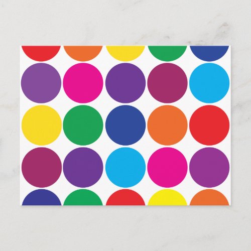 Bright Bold Colorful Rainbow Circles Polka Dots Postcard
