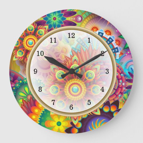 Bright Bold Colors Arabic Numbers Large Clock