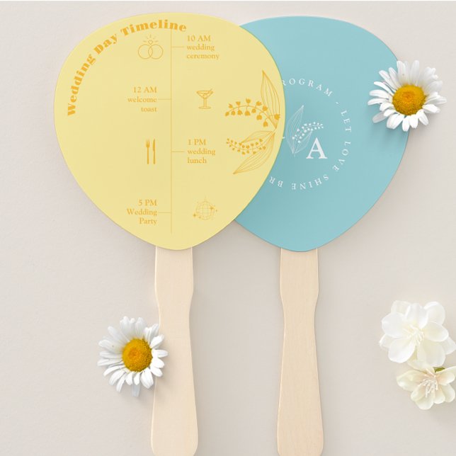 Bright bold curved summer Wedding Program Hand Fan (Creator Uploaded)