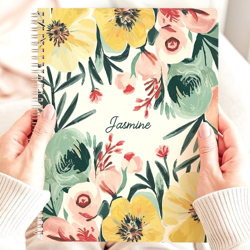 Bright Bold Cute Expressive Floral Custom Name Planner