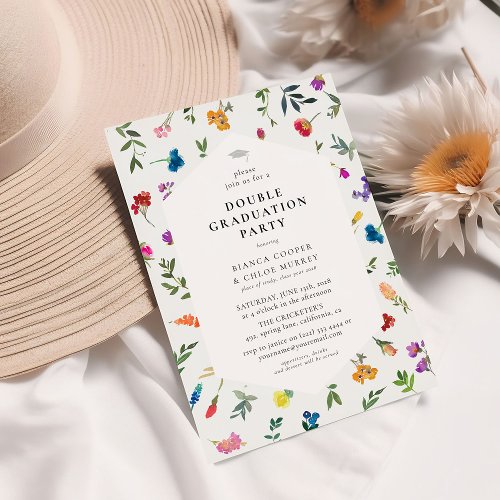 Bright Bold Dainty Floral Double Graduation Party