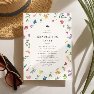 Bright Bold Dainty Floral Graduation Party Invitation