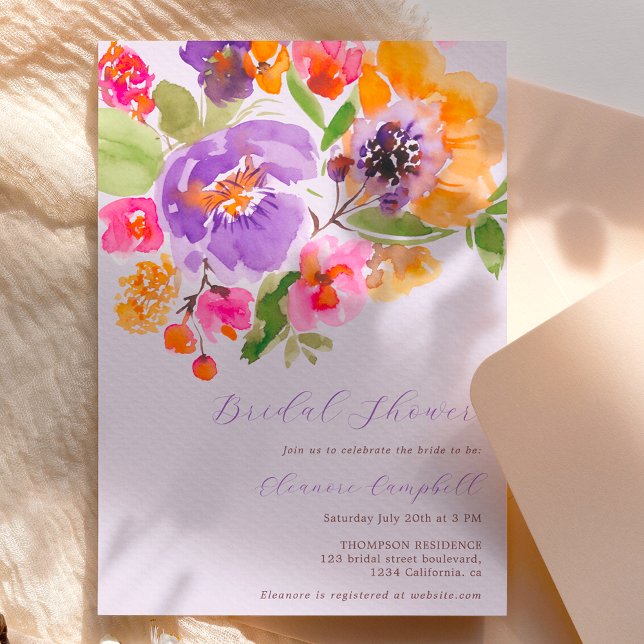 Bright bold fall floral watercolor bridal shower invitation (Creator Uploaded)