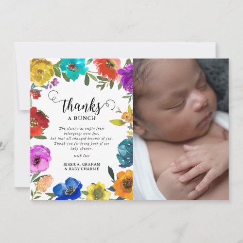 Bright  Bold Floral Baby Shower Thank You Card