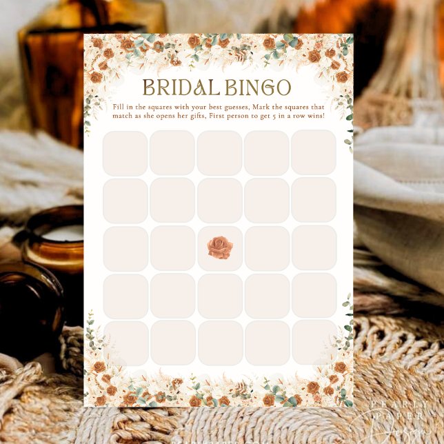 Bright Bold Floral Boho Bridal Shower Bingo Game (Creator Uploaded)