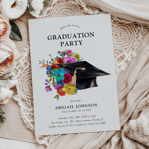 Bright & Bold Floral Cap Graduation Party