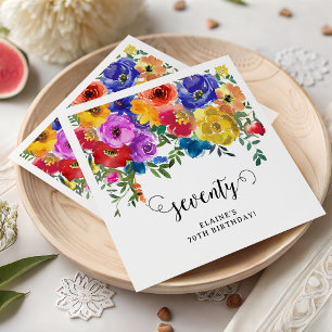 Bright & Bold Florals 70th Birthday Napkins