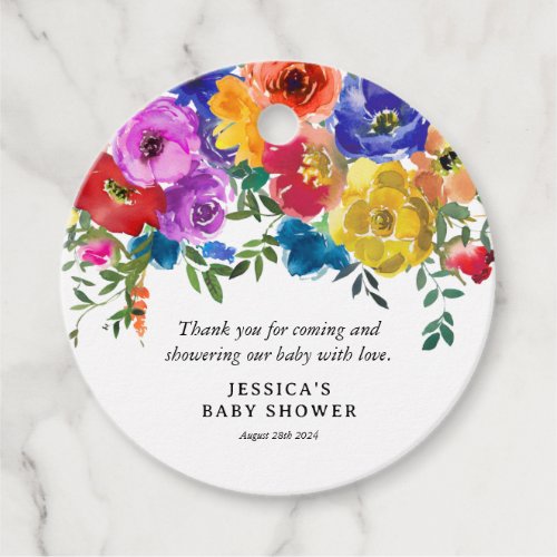 Bright  Bold Florals Baby Shower Thank You Favor Tags