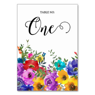 Bright & Bold Florals Custom Table Number