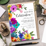 Bright & Bold Florals Double Celebration Birthday Invitation<br><div class="desc">Double Celebration Birthday Invitation. Design features bright and bold watercolor flowers with botanical greenery. birthday invitations. The classic elegant birthday template is easy to customize and is perfect for any age or milestone joint birthday party!</div>