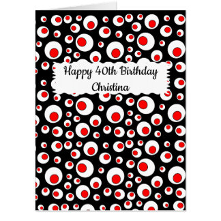 Bright Bold Geometric Circles Red White on Black Card