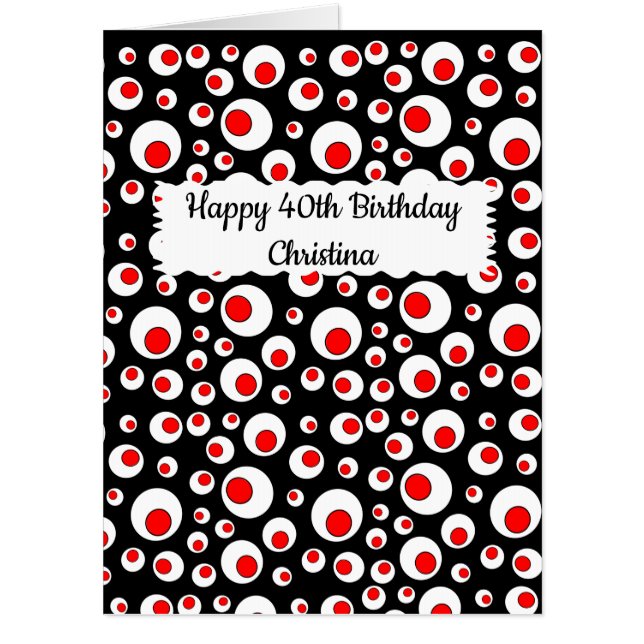 Bright Bold Geometric Circles Red White on Black Card (Front)