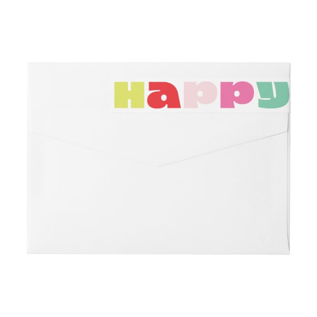 bright bold happy christmas holiday return address wrap around label (Back)