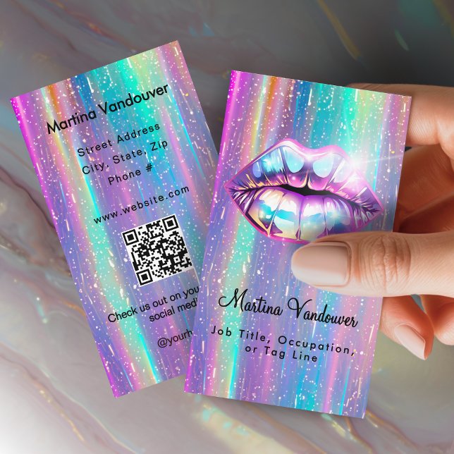 Bright Bold Holographic Lips Business Card (Bright Bold Holographic Lips Business Card)