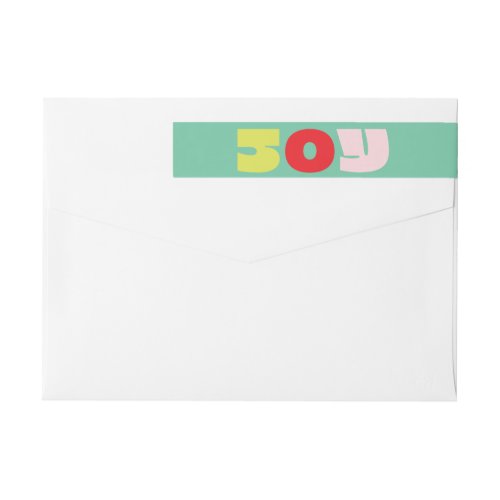 bright bold JOY christmas holiday return address Wrap Around Label