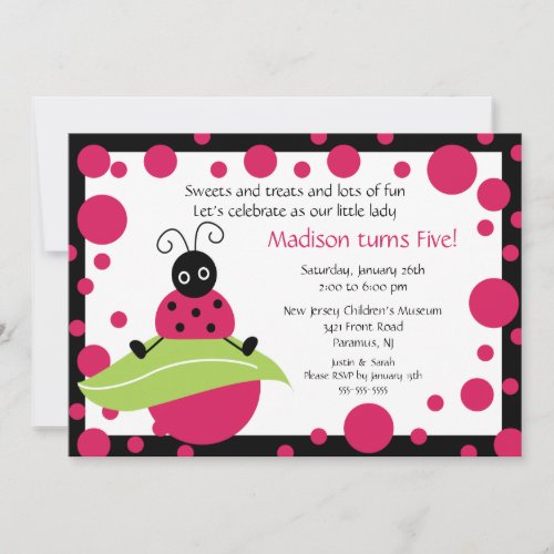 Bright  Bold Ladybug Birthday Invitation