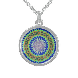 Bright Bold Mandela Flower Charm Pendant Necklace