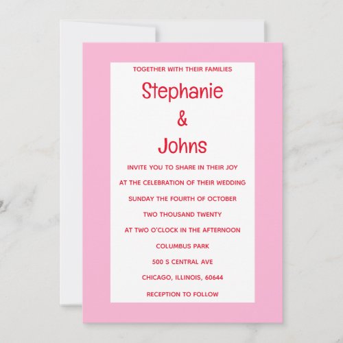 Bright Bold Orange Pink Boho Retro Floral Wedding Invitation