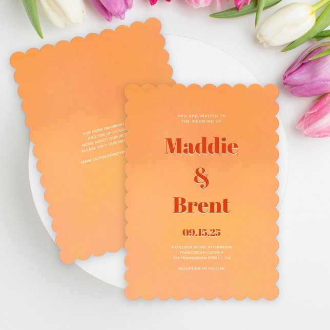 Bright & Bold Orange Watercolor Sunset Wedding Invitation (Creator Uploaded)
